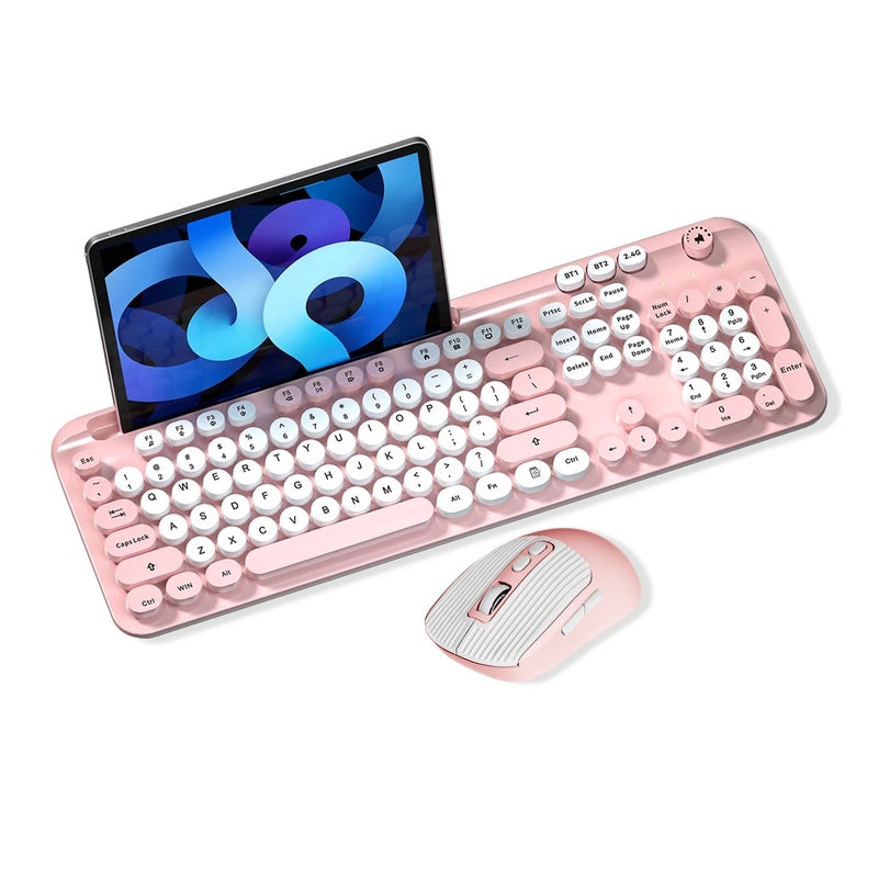 Bluejw KT117 Retro Punk Gaming Keyboard Mouse Combo, Colorful Wireless Keyboard and Mouse Set - Excellent for PC Gamers - Image 2